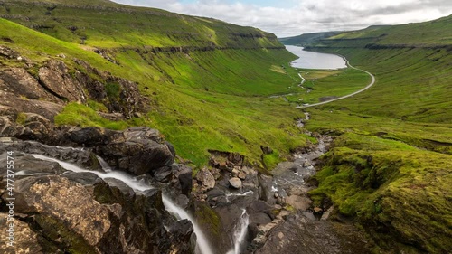 Motion timelapse of a waterfall in the Faroe 