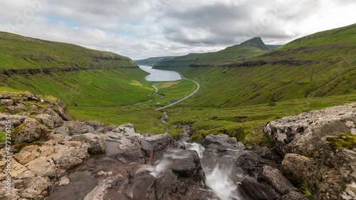 Motion timelapse of a waterfall in the Faroe 