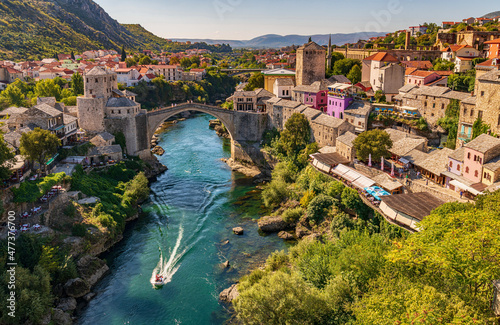 View of the old bridge in Mostar, Bosnia and Herzegovina  photo