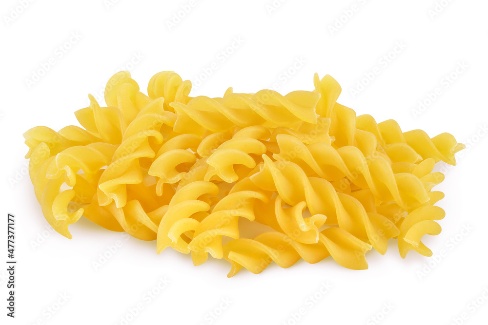 raw Fusilli pasta, isolated on white background with clipping path and full depth of field raw Fusilli pasta, isolated on white background with clipping path and full depth of field
