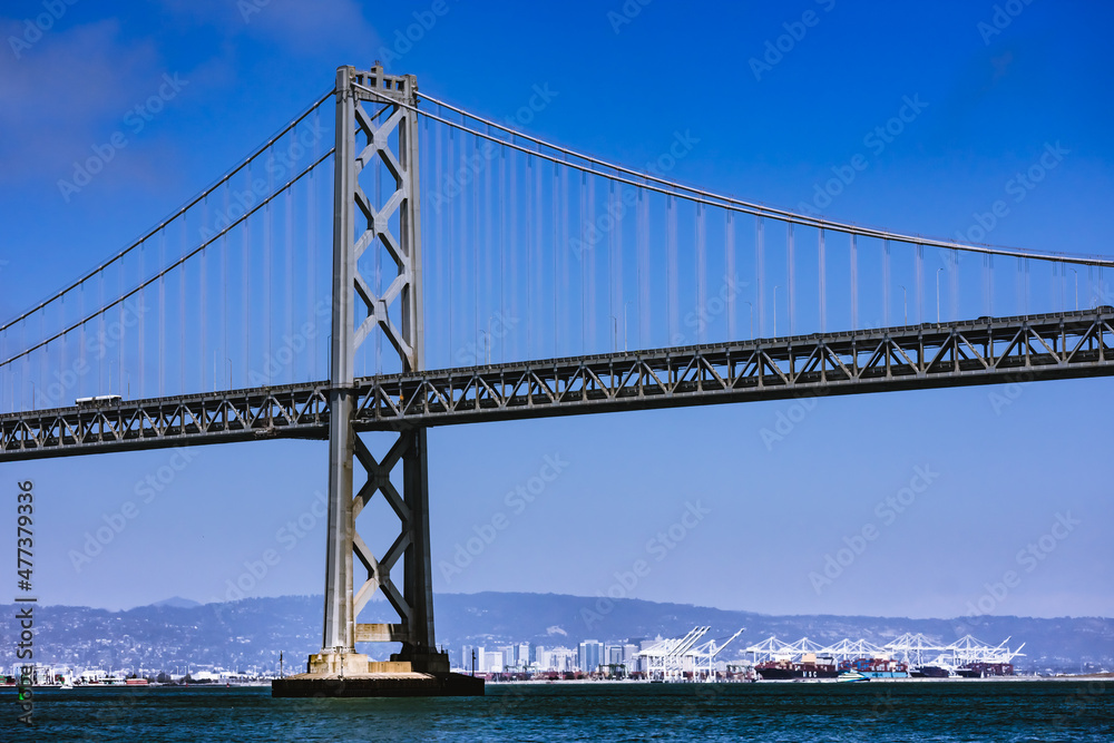 San Francisco Bay view from Pier along the San Francisco – Oakland Bay Bridge.