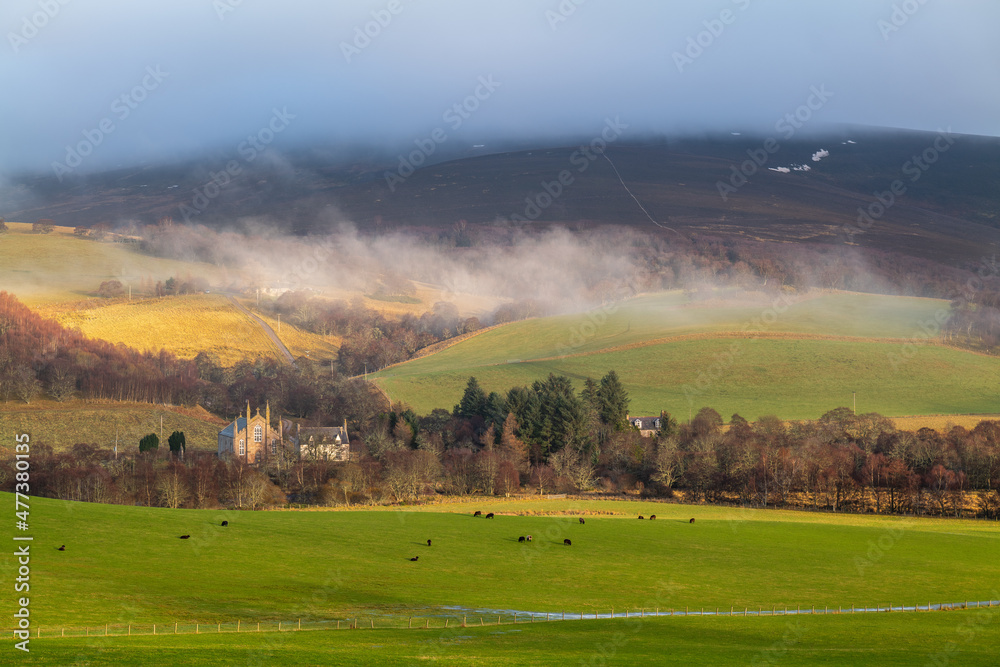 GLENFIDDICH, MORAY, SCOTLAND - 28 DECEMBER 2021: This is a scene of the mist clearing from the hills in Moray, Scotland on 28 December 2021. Credit - JASPERIMAGE/AlamyLiveNews