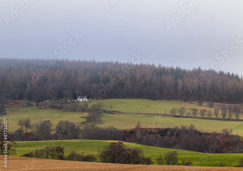 BALLINDALOCH, MORAY, SCOTLAND - 28 DECEMBER 2021: This is a scene of the mist clearing from the hills in Moray, Scotland on 28 December 2021. © JASPERIMAGE