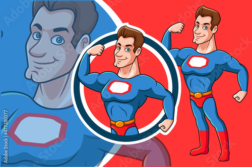 Cute super hero cartoon posing