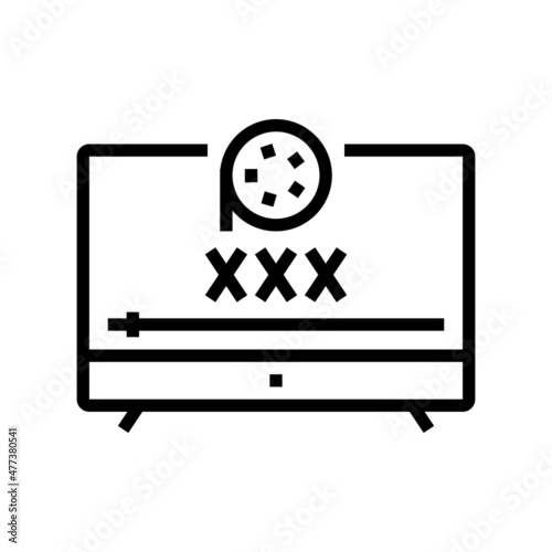 porno movie line icon vector. porno movie sign. isolated contour symbol black illustration