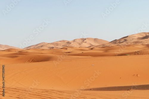 Sahara desert's dunes at sundown, Great feeling of freedom and relax. Amazing view.