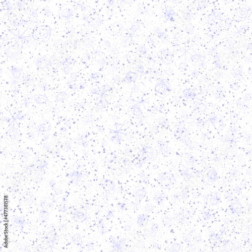 Hand Drawn Snowflakes Christmas Seamless Pattern. Subtle Flying Snow Flakes on chalk snowflakes Background. Alive chalk handdrawn snow overlay. Admirable holiday season decoration. © Begin Again