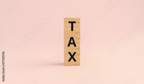 Tax Increase, Overtax Concept with wooden cubes on pink background. photo