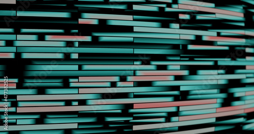 Render with green-red rectangles, soft focus