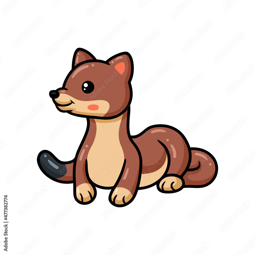 Cute little weasel cartoon posing Cute little weasel cartoon posing