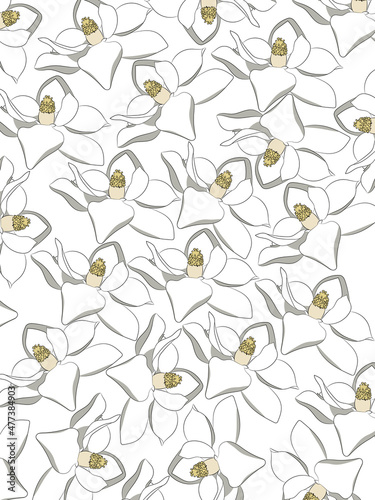 White magnolia pattern, ready to use