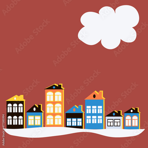 a European town  houses. Design element of books  notebooks  postcards  interior items