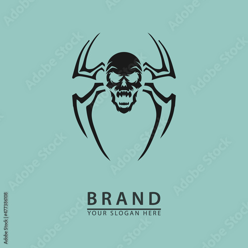 spider skull vector for logo icon