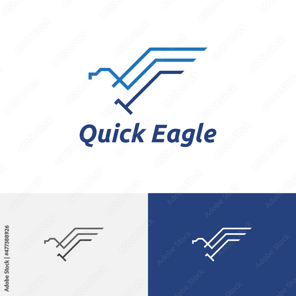 Quick Fast Hawk Eagle Falcon Flying Bird Monoline Logo Template