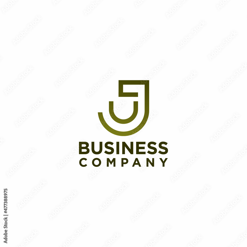 letter J and U logo design concept, Alphabet simple logo design vector