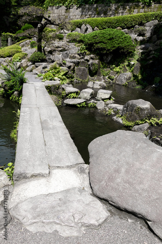 Pond Scene at the Historic Senganen Garden in Kagoshima, Japan photo