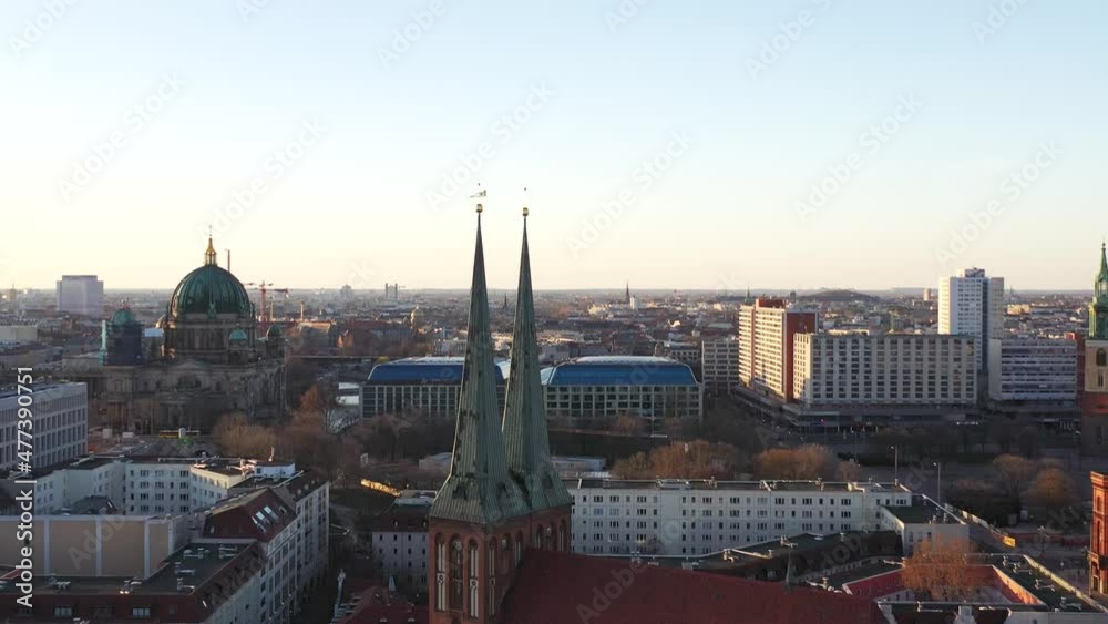 Aerial view of Nikolai Quarter, museum island and Alexanderplatz in Berlin Mitte Aerial view of Nikolai Quarter, museum island and Alexanderplatz in Berlin Mitte