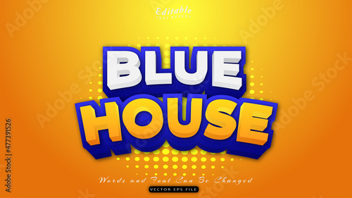 blue house text effect