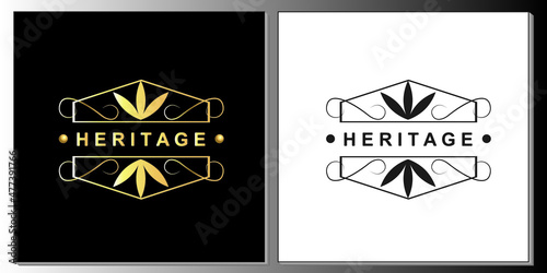 heritage vintage logo, gold and black simple premium template vector eps 10