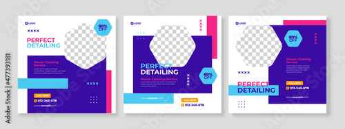 cleaning service banner social media template premium vector