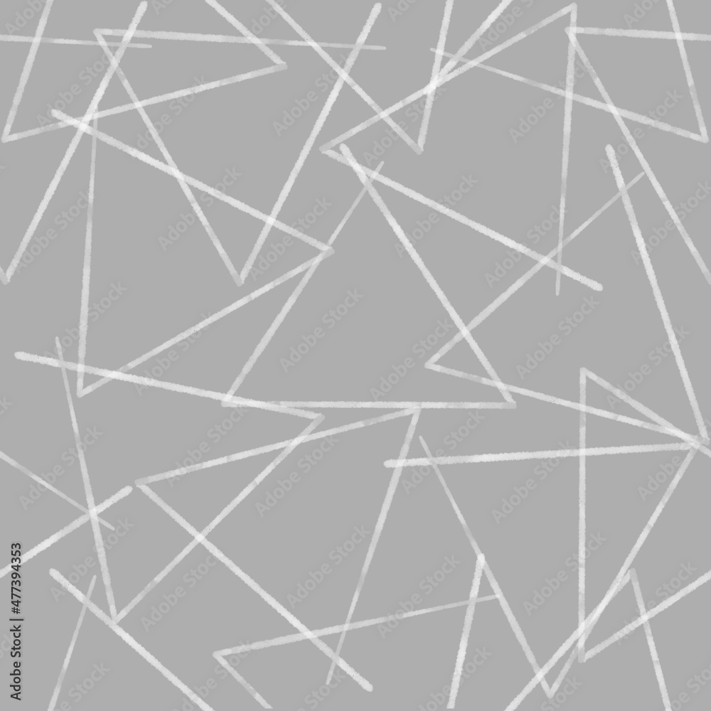 Triangle hand drawn seamless in gray background. Background curtain, carpet, clothing, wrapping, Seamless Pattern styles.