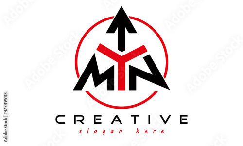 triangle badge with circle MTN letter logo design vector, business logo, icon shape logo, stylish logo template