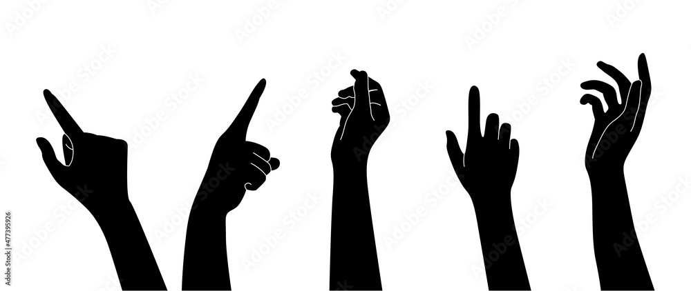Human Hand icon collection. Different hands, gestures, signals and signs. Vector illustration. Human Hand icon collection. Different hands, gestures, signals and signs. Vector illustration.