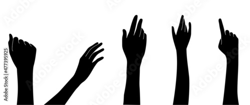 Human Hand icon collection. Different hands, gestures, signals and signs. Vector illustration.