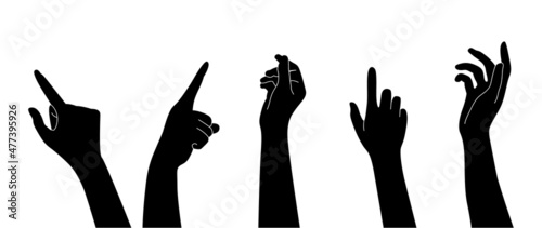 Human Hand icon collection. Different hands, gestures, signals and signs. Vector illustration.