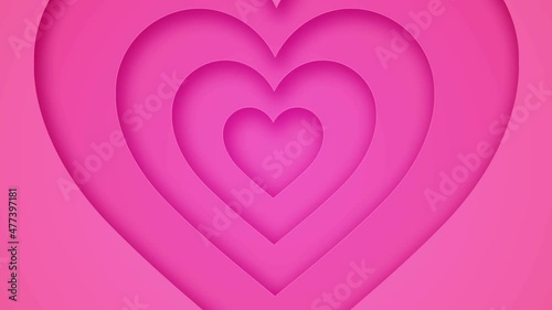 Pink heart background,3d motion design, layered paper art,4K wallpaper animation.
