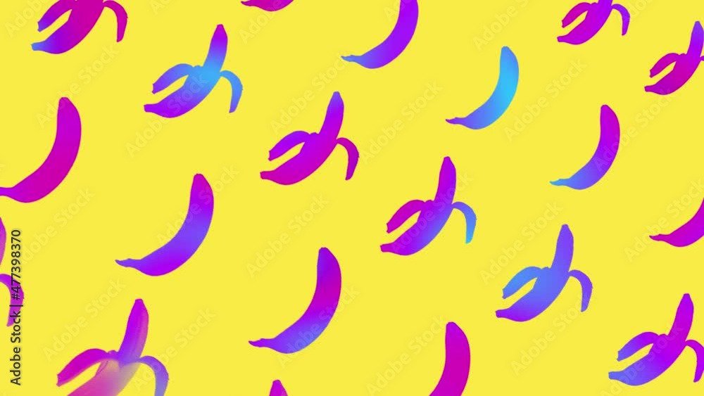 Banana pattern in vibrant gradient holographic neon colors. Concept art ...