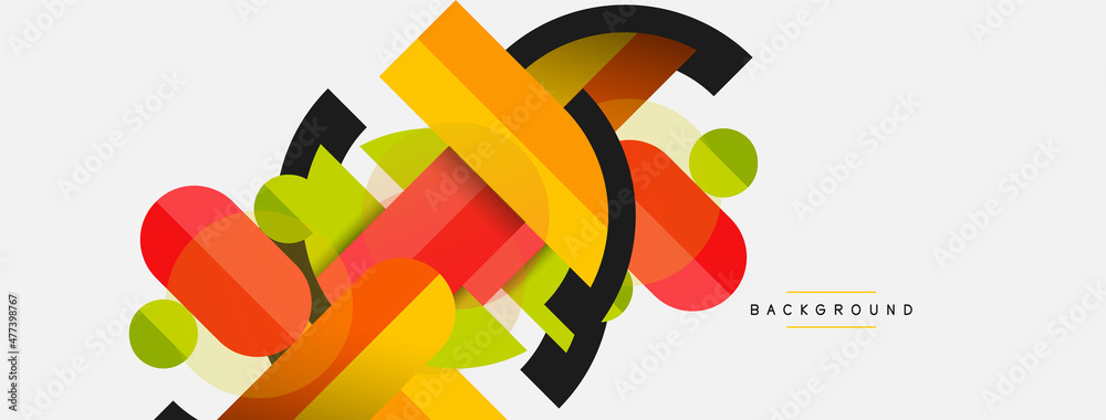 Geometric shapes composition abstract background. Circles lines and rectangles. Vector illustration for wallpaper banner background or landing page Geometric shapes composition abstract background. Circles lines and rectangles. Vector illustration for wallpaper banner background or landing page