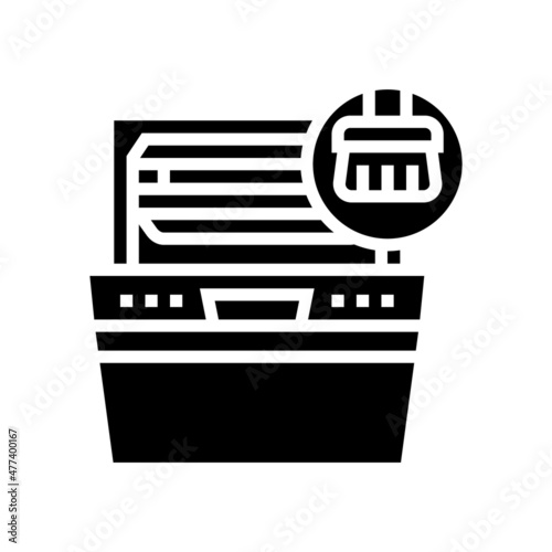 oven cleaning glyph icon vector. oven cleaning sign. isolated contour symbol black illustration