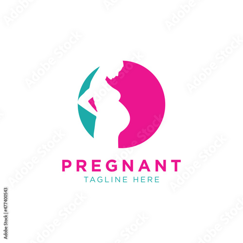Woman Pregnant Logo Design Template
