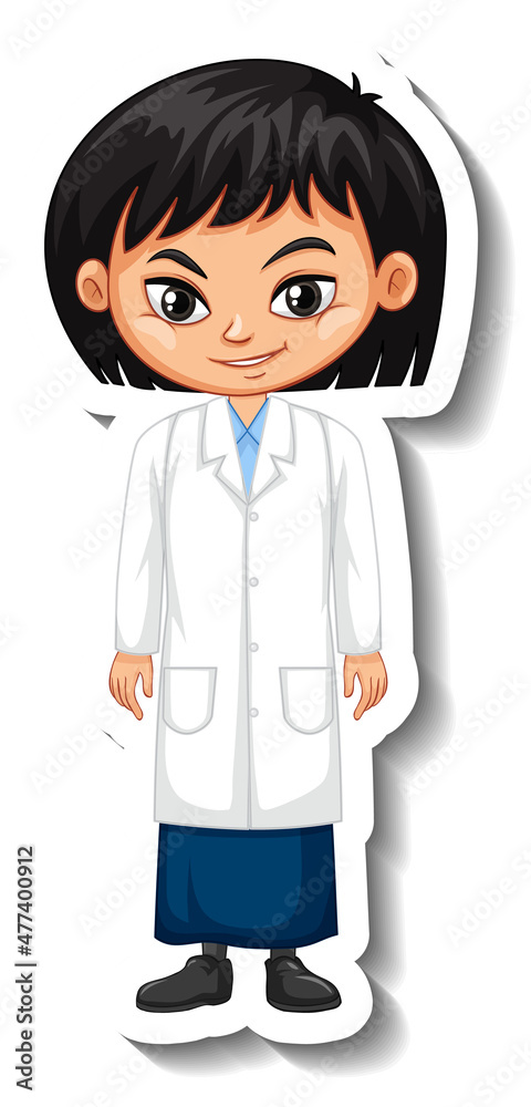 Scientist girl cartoon character sticker Scientist girl cartoon character sticker