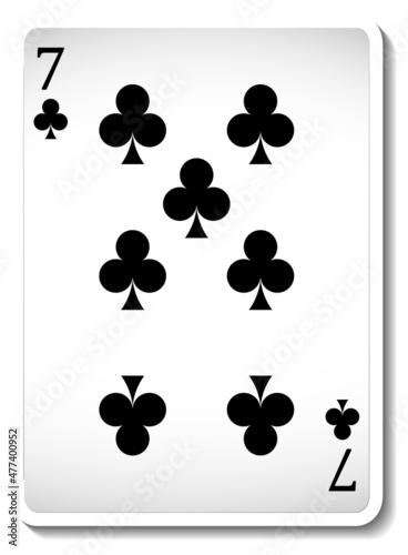 Seven of Clubs Playing Card Isolated