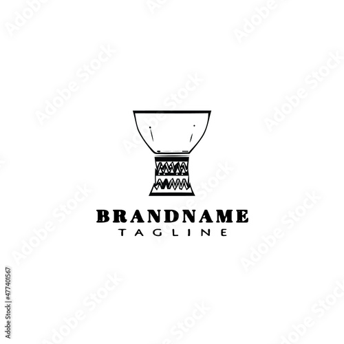 djembe african percussion instrument cartoon logo design template icon vector illustration