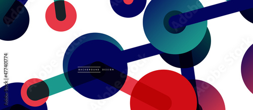 Abstract background. Round dots connected by lines. Trendy techno business template for wallpaper, banner, background or landing
