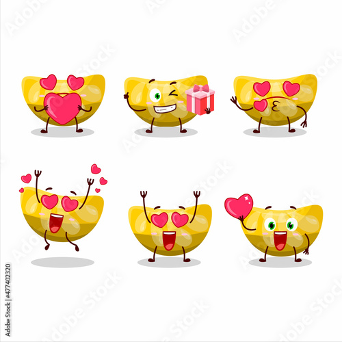 Orange gummy candy cartoon character with love cute emoticon