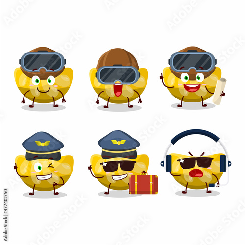 Pilot cartoon mascot orange gummy candy with glasses