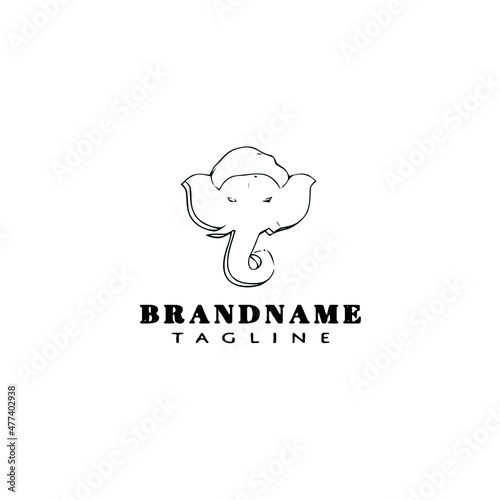 lord ganesha logo cartoon icon design template black isolated vector illustration