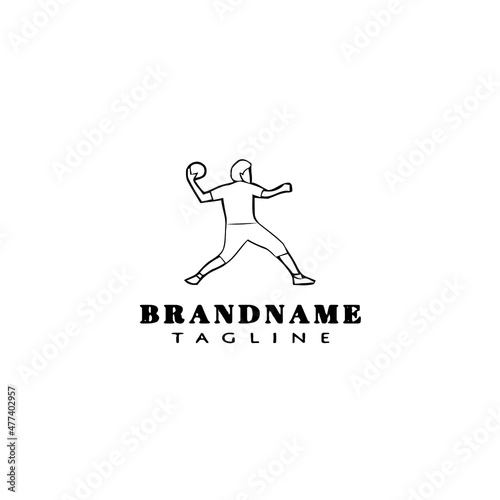 discus thrower logo cartoon icon design template black isolated vector illustration