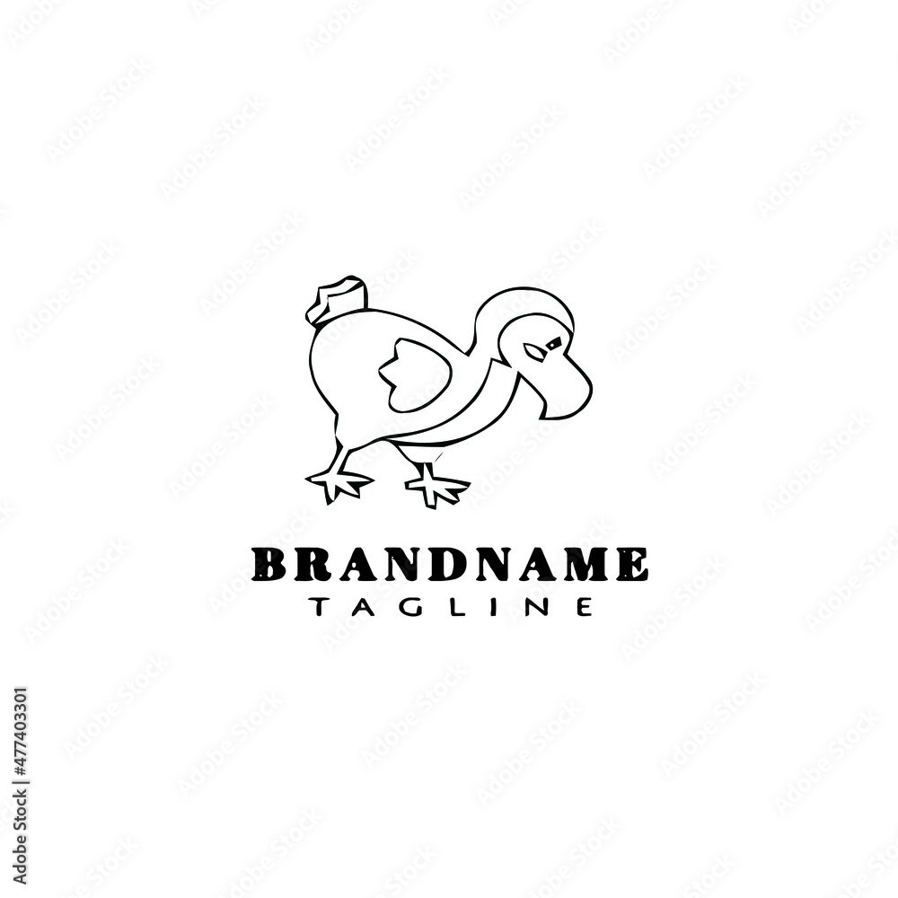 Obraz premium dodo bird cartoon logo template icon design black vector illustration