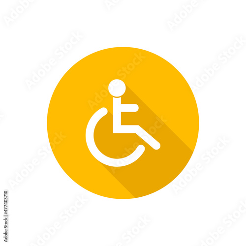 Disabled person flat icon with shadow