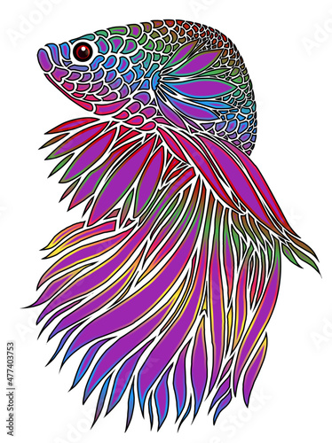 Beautiful gradient colourful betta fish design  illustration for wallpaper background ads clothing or presentation template