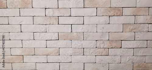 Seamless surface, white brick block wall