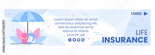 Family Life Insurance Banner Template Flat Design Editable Illustration Square Background to Social Media or Greeting Card