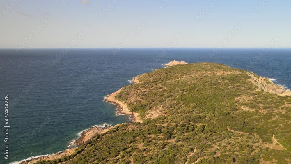 Corsica is the fourth-largest island in the Mediterranean and lies southeast of the French mainland. Corsica is the fourth-largest island in the Mediterranean and lies southeast of the French mainland.