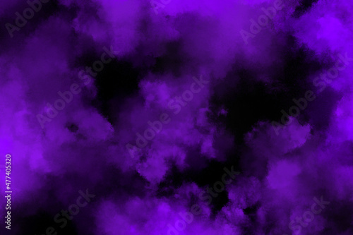 abstract explosion purple powder multicolor dust explode paint splash cloud pattern on black.