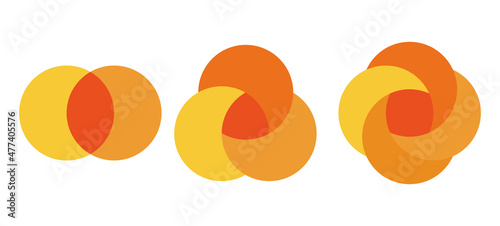 Venn diagram circles chart infographic. Vector design elements for business strategy presentation.